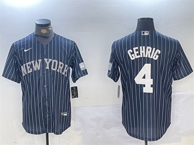 Men's New York Yankees #4 Lou Gehrig Navy Cool Base Stitched Baseball Jersey Men's New York Yankees #4 Lou Gehrig Navy Cool Base Stitched Baseball Jersey